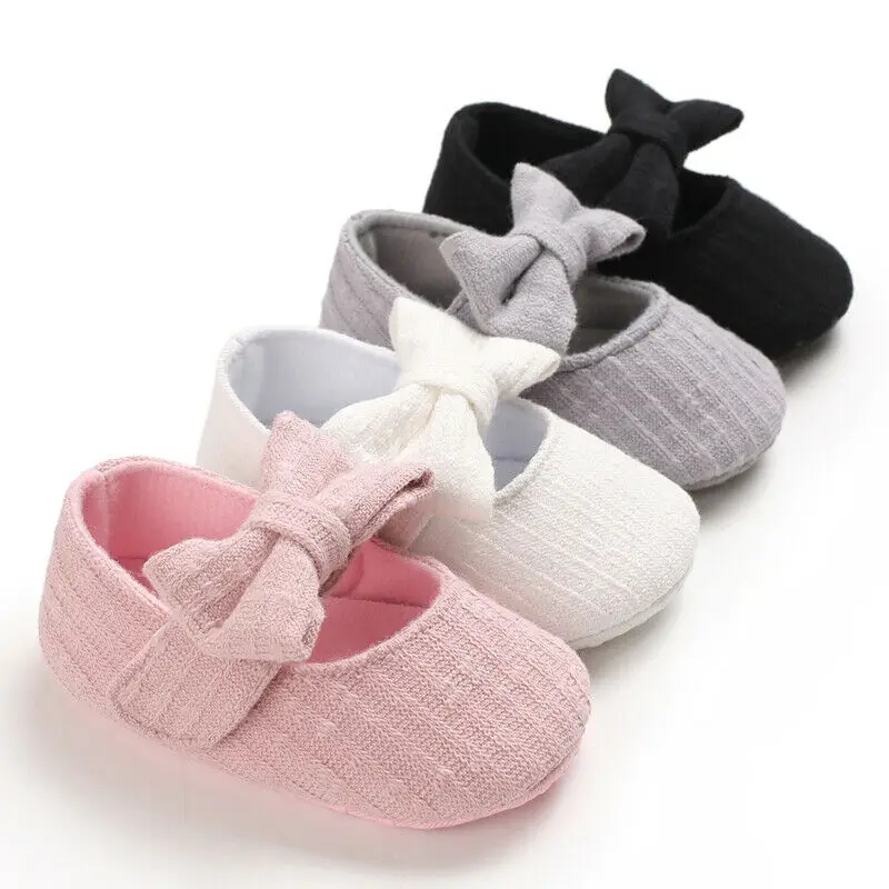 New Infant Baby Shoes Newborn Pram Solid Bowknot Hook Girls Princess Moccasins Soft Shoes