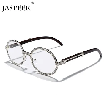 

JASPEER Diamond Vintage Round Sunglasses Women Luxury Oval Sunglasses Men Rhinestone Sunglasses Steampunk Brand Designer Eyewear