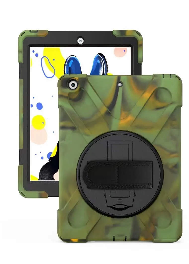 camouflage Для iPad 7-го поколения 10,2 дюймов A2200 A2198 A2232 чехол высокого качества вращающийся на 360 градусов противоударный жесткий чехол из ПК и силикона+ ручка - Цвет: camouflage