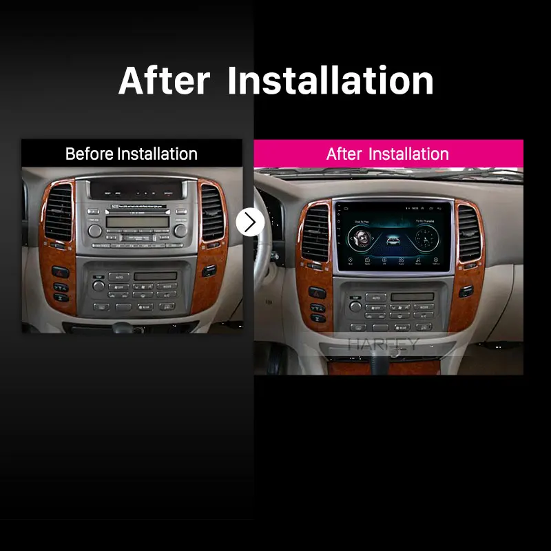 Best Harfey Car 2Din GPS Android 8.1 Stereo 10.1" for Toyota Cruiser 2006 support Carplay TPMS with HD Touchscreen WIFI Bluetooth USB 4