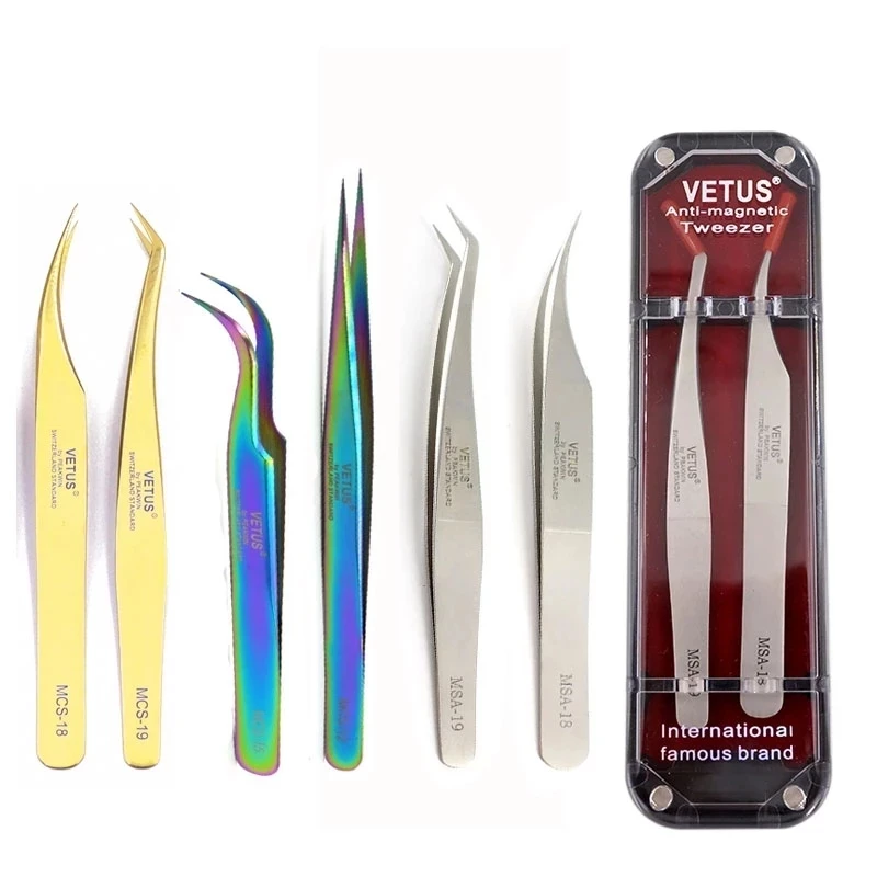 Vetus Stainless Steel Precision Eyelash Tweezers Excellent Closure For