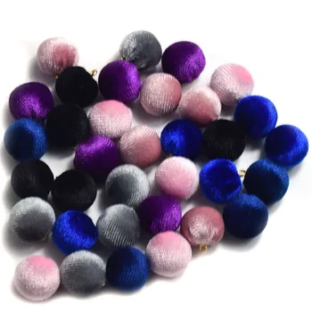 

Fashion Colorful 10pcs flannel cloth Round Shape Charm Pompom Ball Beads DIY Earring Jewelry Buttons Clothing Making