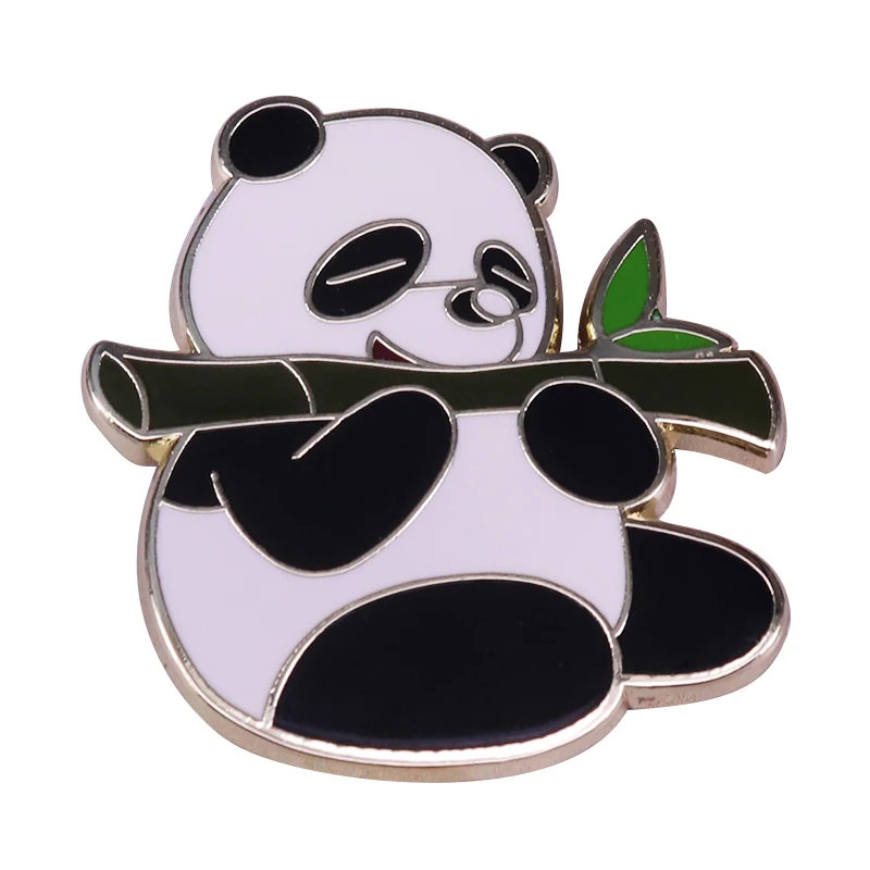 Cute Panda Eating Bamboo Badge Endangered Species Protect Reminder