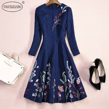 

2019 fall kpop embroidered seven sleeves jacquard women dress vestidos elegantes falda aesthetic ladies dresses jupe femme sexy