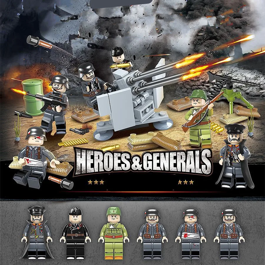 

Military Bricks Sets Compatible WW2 German Tank Army City Soldier Police Weapon Building Blocks Toys for Boys