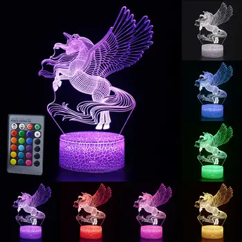 

3D Unicorn Shape LED Night Light Touch or Remote Control Table Desk Lamp for Kids' Bedroom Home Decoration