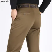 Weoneit Модные мужские деловые однотонные брюки кэжуал цветные тонкие прямые брюки осень зима длинные брюки 29-38