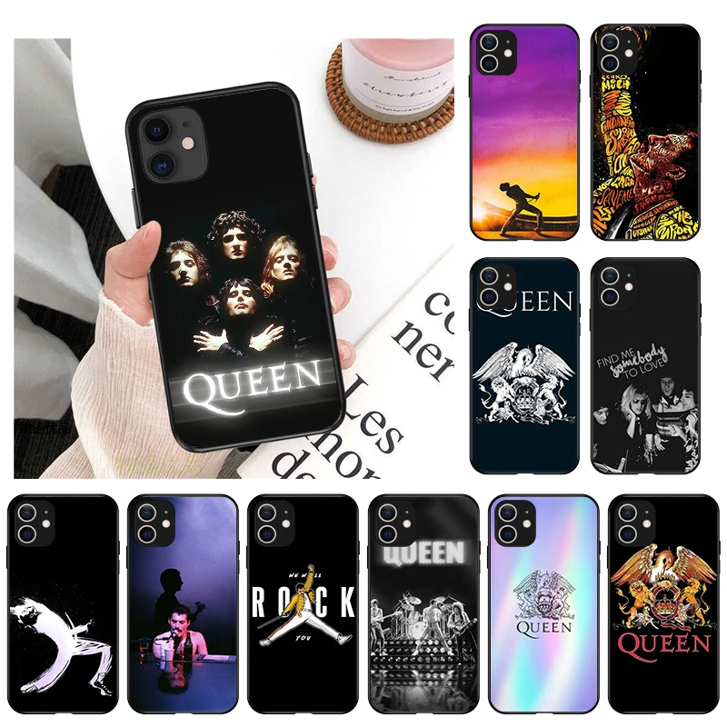 Soft TPU Black Matte Phone Case For iPhone 13 Pro Max 12 Mini 11 7 8 6 6s Plus SE2020 X XR XS Queen Band Freddie Mercury Cover iphone 11 wallet case