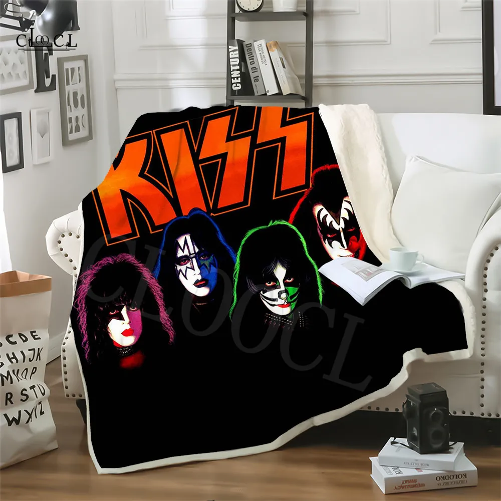 

Heavy Metal Band KISS Warm Plush Fluffy Blanket Blanket 3D Print Soft Winter Blanket Bed Travel Decorative Sofa Two-layer Quilt