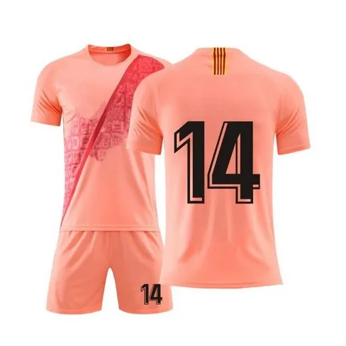 Хит 18/19, для мужчин и детей 3#10#22# Джерси Футбол(без значка), набор футбольной формы, Молодежная куртка командный футбол, футбольный костюм с коротким рукавом - Цвет: Розовый
