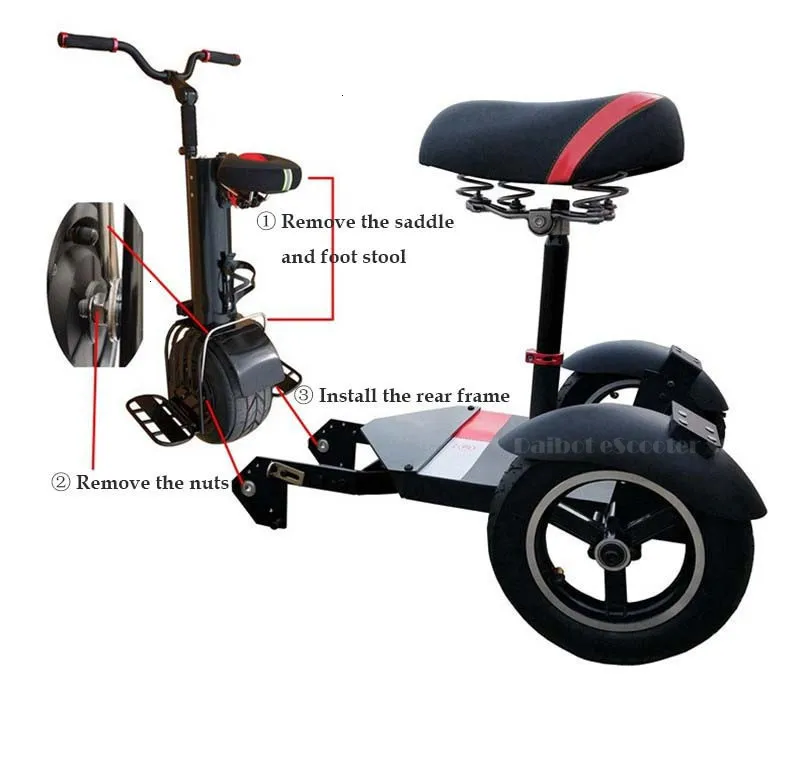 Daibot 3 Wheel Electric Scooter Self Balancing Scooters 10 Inch 500W 60V Portable Electric Unicycle Scooter For Adults           (28)