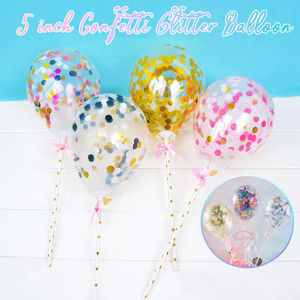 10PCs/lot 5inch Mini Sequin Latex Balloon Glitter Cake Toppers For Topper Birthday Wedding Decoration | Дом и сад
