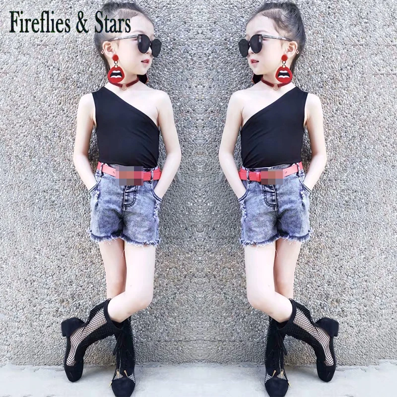 Летняя футболка для девочек Топы малышей Детская уличная одежда в европейском