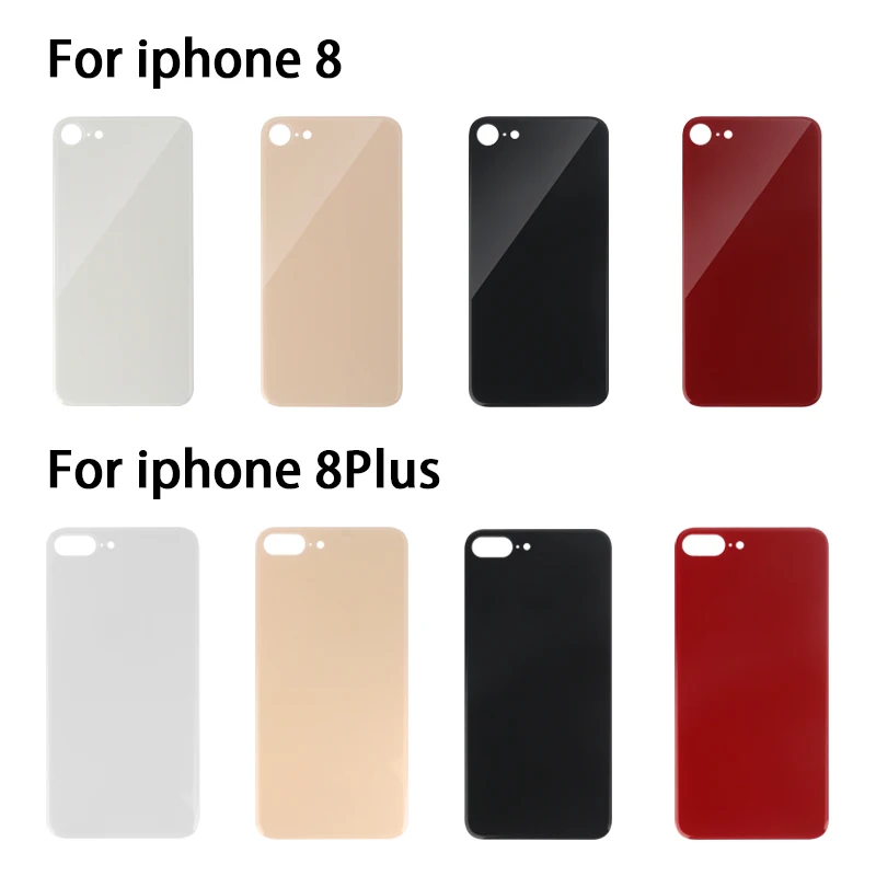 

1Piece Big Hole Back Glass For iPhone 8 8Plus Battery Cover Rear Door Housing Replacement Parts With Logo