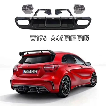 

ABS Rear Diffuser Bumper For Mercedes W176 A Class A180 A200 A250 Sport Edition With Stainless Steel Exhaust Tips 13-17 A45 AMG