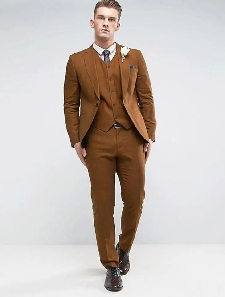 

Fashion Men Wedding Suits Classic One Button Brown Men Suit Terno Masculino Slim Fit Blazer Male Formal Business Suits Set