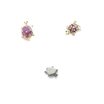 

European and American foreign trade creative fashion small turtle brooch alloy painting oil animal brooch Korean style corsage
