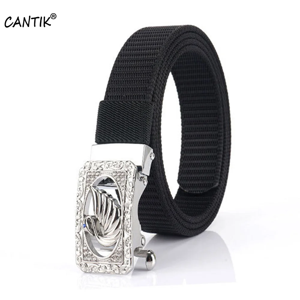 CANTIK Unique Design Fashion Swan Pattern Hollow Automatic Buckle Quality Ladies Nylon & Canvas Belts Accessories Women CBCA302 new shoulder strap wider adjustable colorful stripe pattern ladies crossbody diy thickened fashion nylon bag strap accessories