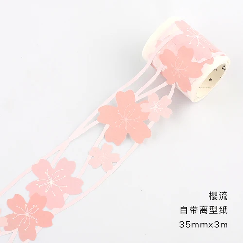 1 шт. Kawaii васи лента Сакура полые геометрические маскирующие ленты милые DIY наклейки Скрапбукинг планировщик книга Kawaii канцелярские принадлежности - Цвет: 35mmx3m