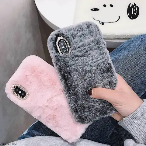 Fashion Lady Gift Case for iPhone 13 12 mini XS Max XR X 11 Pro Max SE  6 6S 7 8 Plus Furry fluffy Warm Cover Soft Phone Case