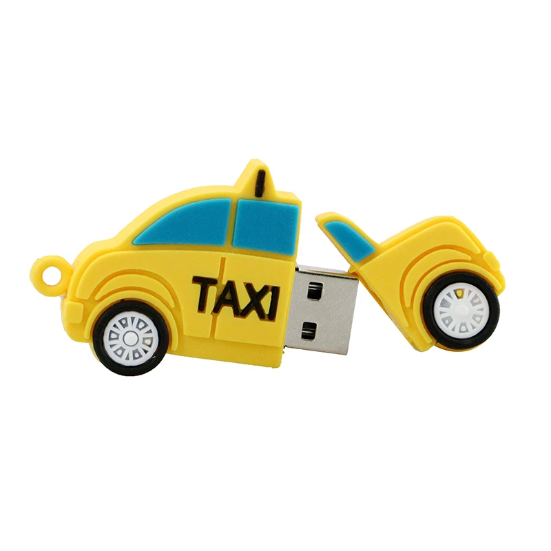 Cartoon Car U Disk flash pen-drive Silicone Cute Taxi 256GB 128GB 16 64 32 8 4 256 gb Pendrive Memory Stick USB2.0 Creative Gift