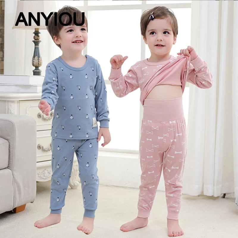 

Two-Piece New Girl Clothes Cotton Children's Clothes Combed Cotton Underwear Qiuku High Waist Suit Kids Clothes for Boys Clothes