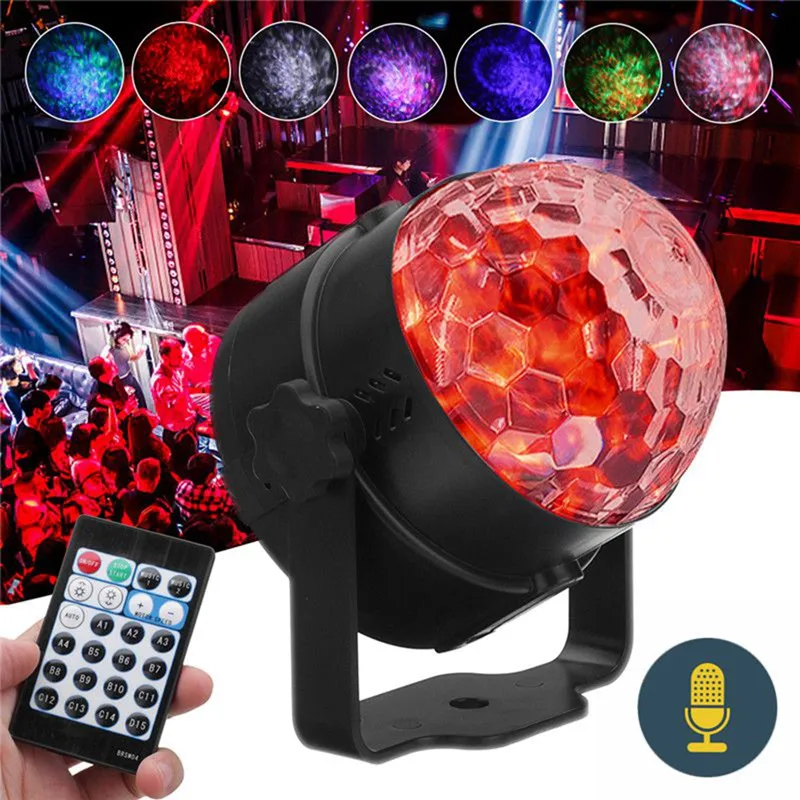 

LED Light Mini RGB Self-propelled Flash Mode Remote/ Voice Control Crystal Ball DJ Part Disco Club For Home KTV Christmas