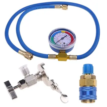 

R134A Air Conditioner Fluoride Tube Quick Release Refrigerant Connector Cold Pressure Gauge Repair Tool Car Home Use