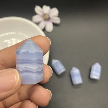 

Natural Blue Lace Agate Quartz Crystal Point Single Terminated Tower Chakra Healing Gemstone Home Decor Gift 1pc