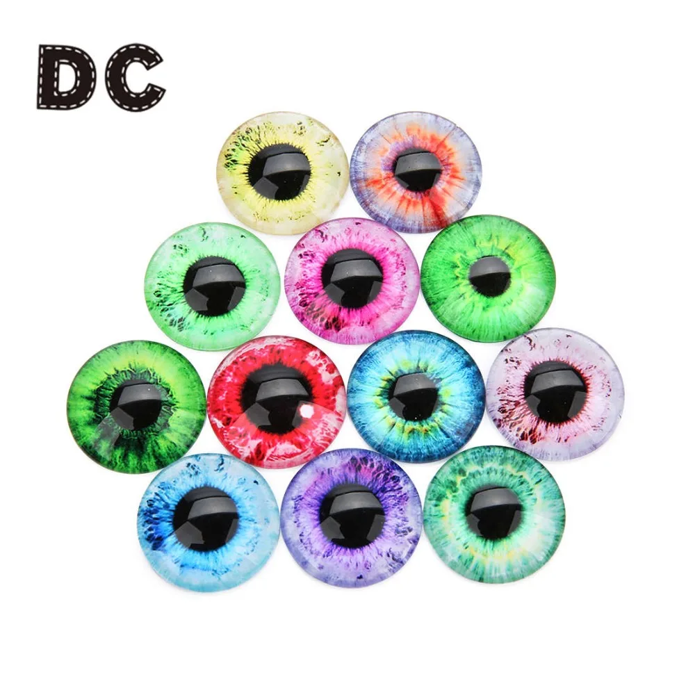 DC 20 шт./лот 10 12 14 18 25 мм 3D глаза черные зрачки красочные стеклянные кабошоны