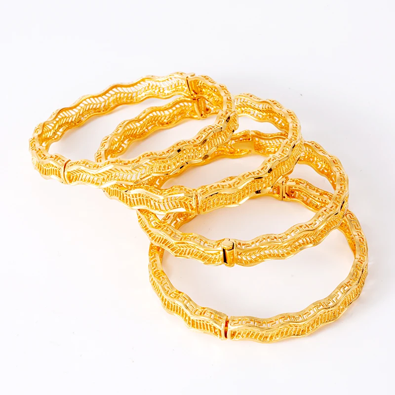 4 шт. индийские браслеты "Дубай" Для Женщин Арабские браслеты с шармом в эфиопском африканском стиле золотые браслеты и браслеты свадебные украшения