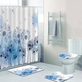 

Simple Nordic blue dandelion polyester printed bathroom shower curtain bathroom partition curtain can be equipped with the same