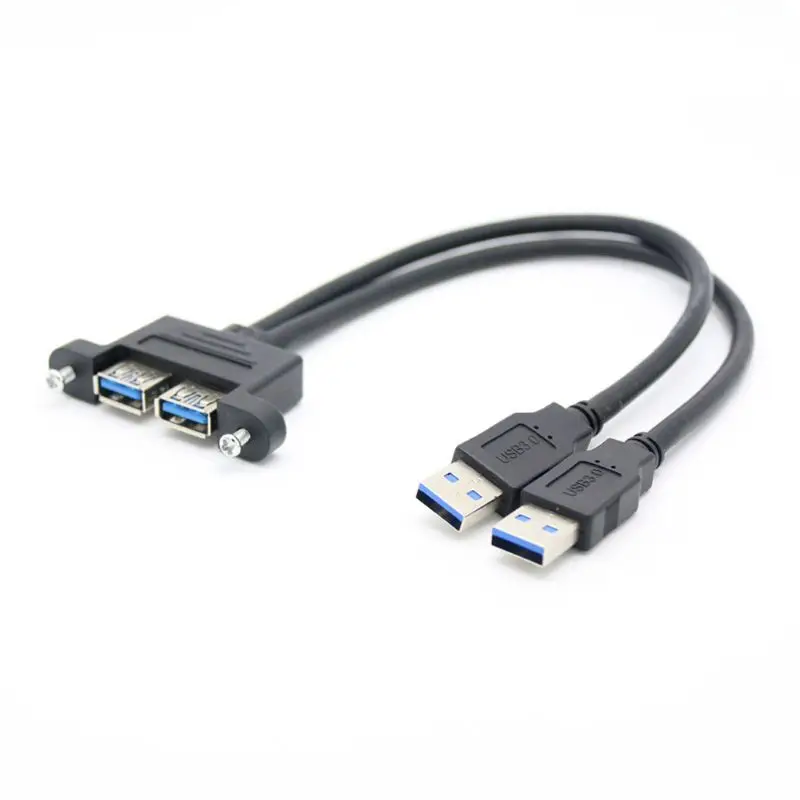 Двойной USB 3,0 папа-двойной USB 3,0 Женский удлинитель с винтовым креплением на панель экранированный провод адаптер - Цвет: 4NB1000292-C