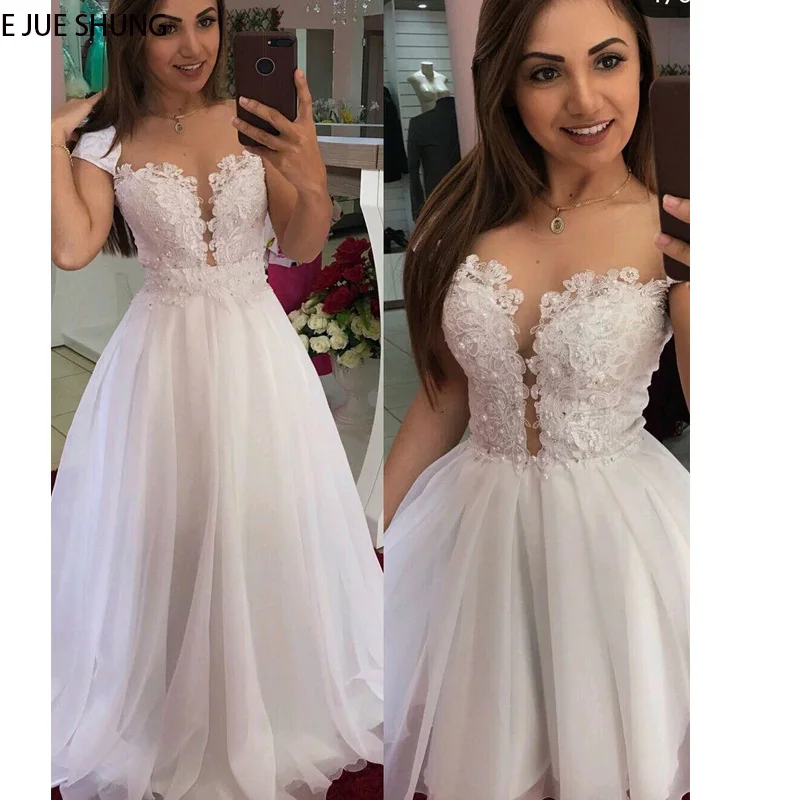 Lace Illusion Bride Dress Spaghetti Straps Long Train Women Wedding Dresses Customized Detachable Sleeves Luxury Bridal