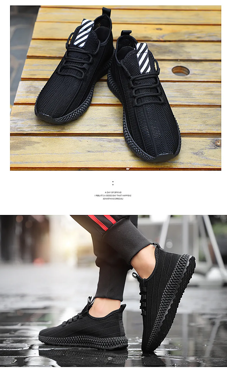 Новинка; мужская повседневная обувь; все черные дышащие кроссовки; zapatillas hombre; Высококачественная тканая обувь; Мужская обувь; Tenis Masculino Sapato