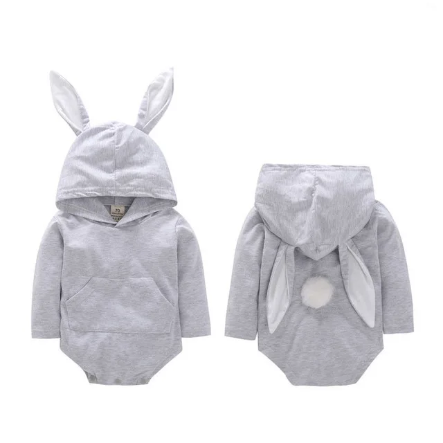 baby bodysuit Brand 0-24M Newborn Infant Baby Boy Girl Easter Short sleeve Bunny Ear Hooded Tail Jumpsuit Playsuit