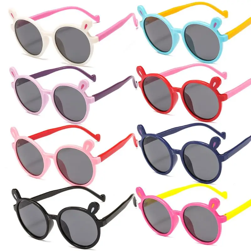 Детские поляризованные солнцезащитные очки с милыми заячьими ушками для мальчиков и девочек, силиконовые защитные очки