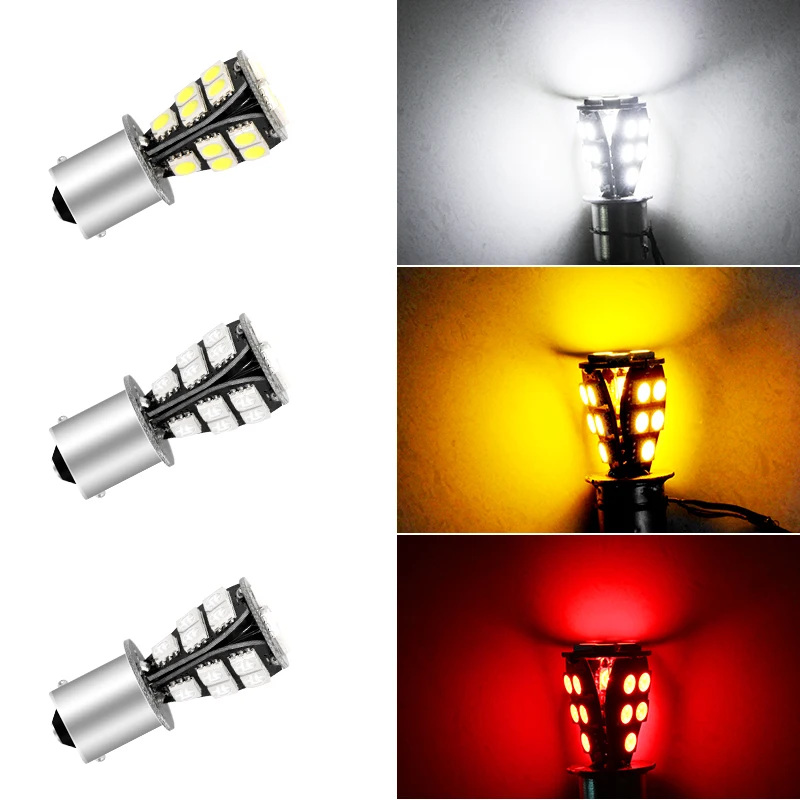 

2pcs P21W 1156 22 LED 1206 SMD Car Led Bulb Lamps Red/ White/ Yellow Led for Auto Tail Side Indicator Car Lightss Gadgets Goods