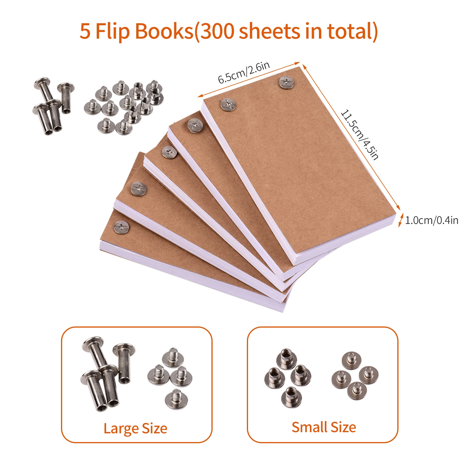 Blank Flip Book Kit with 300 Sheets Animation Paper Flipbook Binding Screws for LED Tracing Light Pad Drawing Sketching