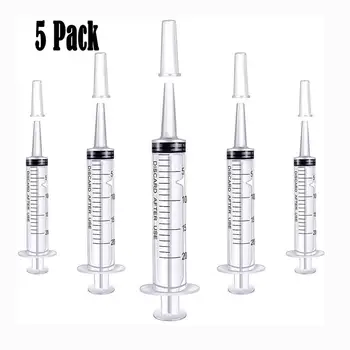 

5Pack 20ML Plastic Large Syringes With Measurement No Needle Syring, Catheter Tip Cap and Cover For Lipgloss Containers