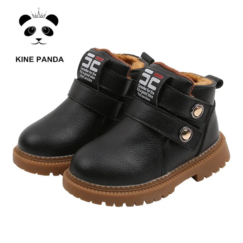 

KINE PANDA Kids Boots Boys Shoes Thick Plush Warm Winter Toddler Baby Boots 1 2 3 4 5 Years Old Anti-slide