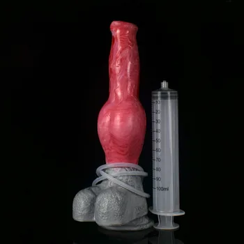 FAAK 2022 Animal Dog Penis Knot Ejaculation Realistic Squirting Dildo Sucker Silicone Anal Plug Sex Toys For Women Masturbator 2