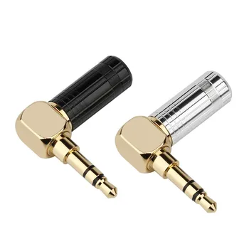 

4/10/50pcs Jack 3.5mm 3 Poles Stereo 90 Degree Male 3.5 Audio Plug Connectors DIY Solder Adapter for OD 6mm Cable Black Silver