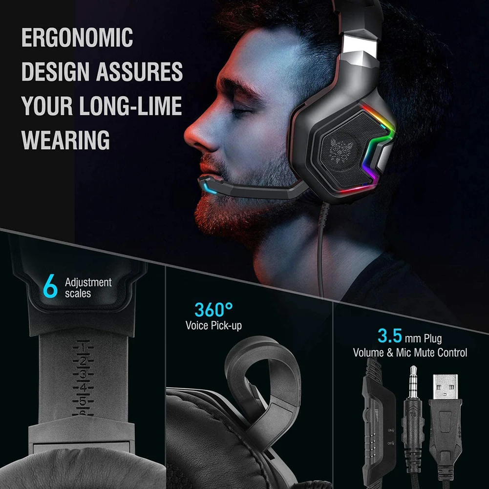 Head Mounted Headset Computer Phone Wired Headphones Gaming Headset Stereo Noise Cancelling Over Ear Headphones