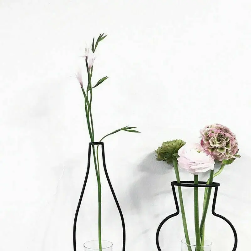 1 шт. стиль креативная железная линия Цветочная ваза для растений горшок Dest ваза для цветов металлический держатель для растений современный однотонный домашний декор железная ваза