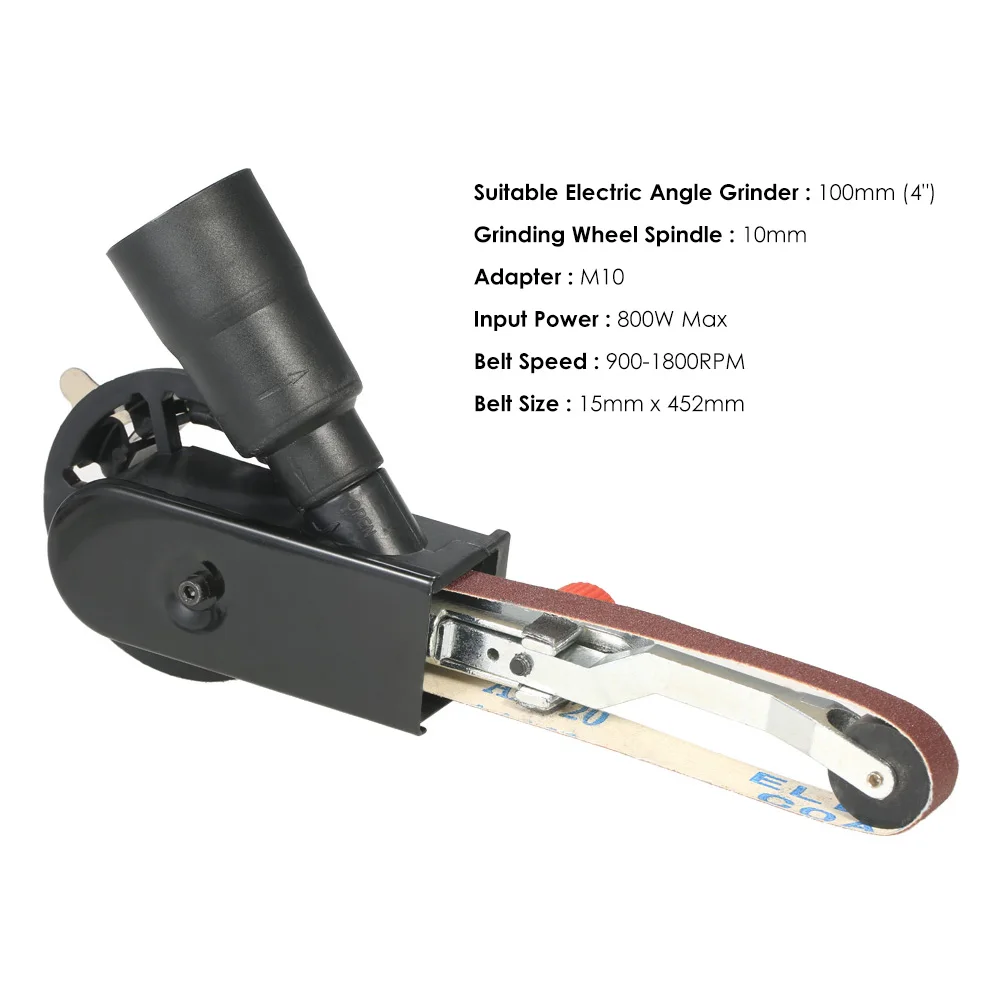 

Multifunction Mini DIY Sander Sanding Belt Adapter Bandfile Belt Sander for 100mm 4" Electric Angle Grinder Aluminum Alloy
