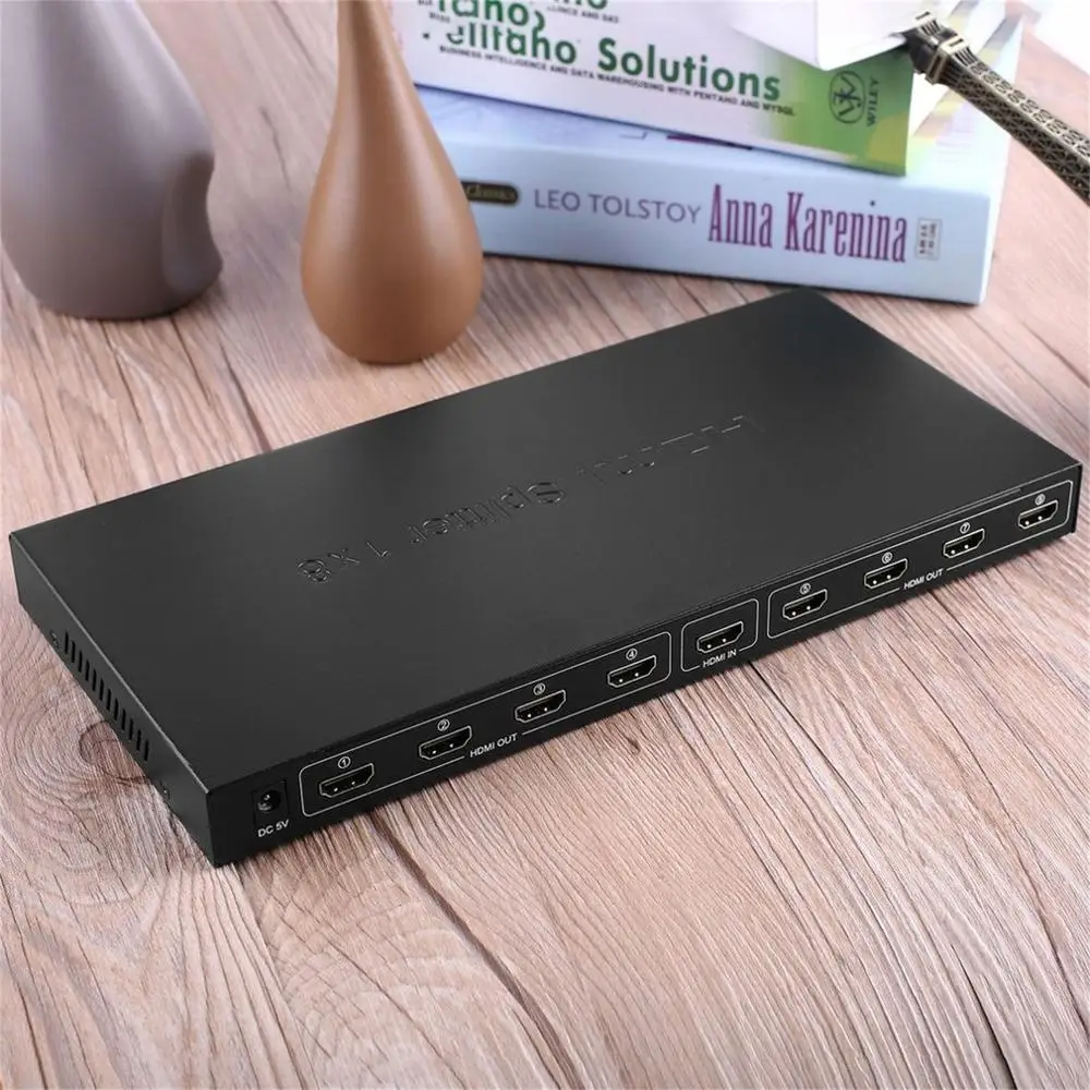 8 портов HDMI видео сплиттер аудио усилитель 3D Full HD 1080p 1 в до 8 Выход HDMI концентратор коробка Коммутатор для HDTV проектор ПК МОНИТОР