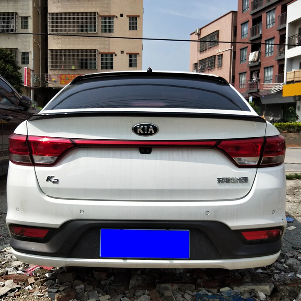 Для Kia K2 задний черный спойлер ABS пластиковый Неокрашенный цвет задний спойлер задний багажник багажника задний крыло белый спойлер для автомобиля