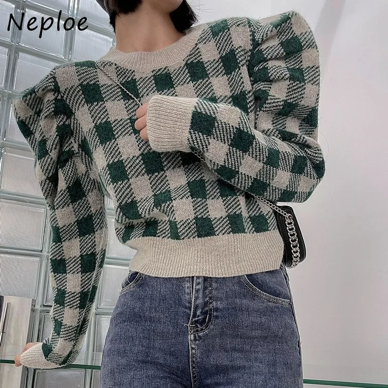 Новинка модная уличная одежда Neploe женский свитер с пышными рукавами короткий