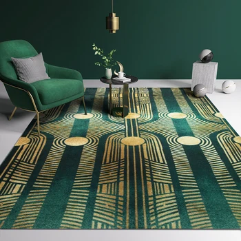 

Nordic style INS popular dark green color living room rug, thick weaved villa area rug, decoration floor mat